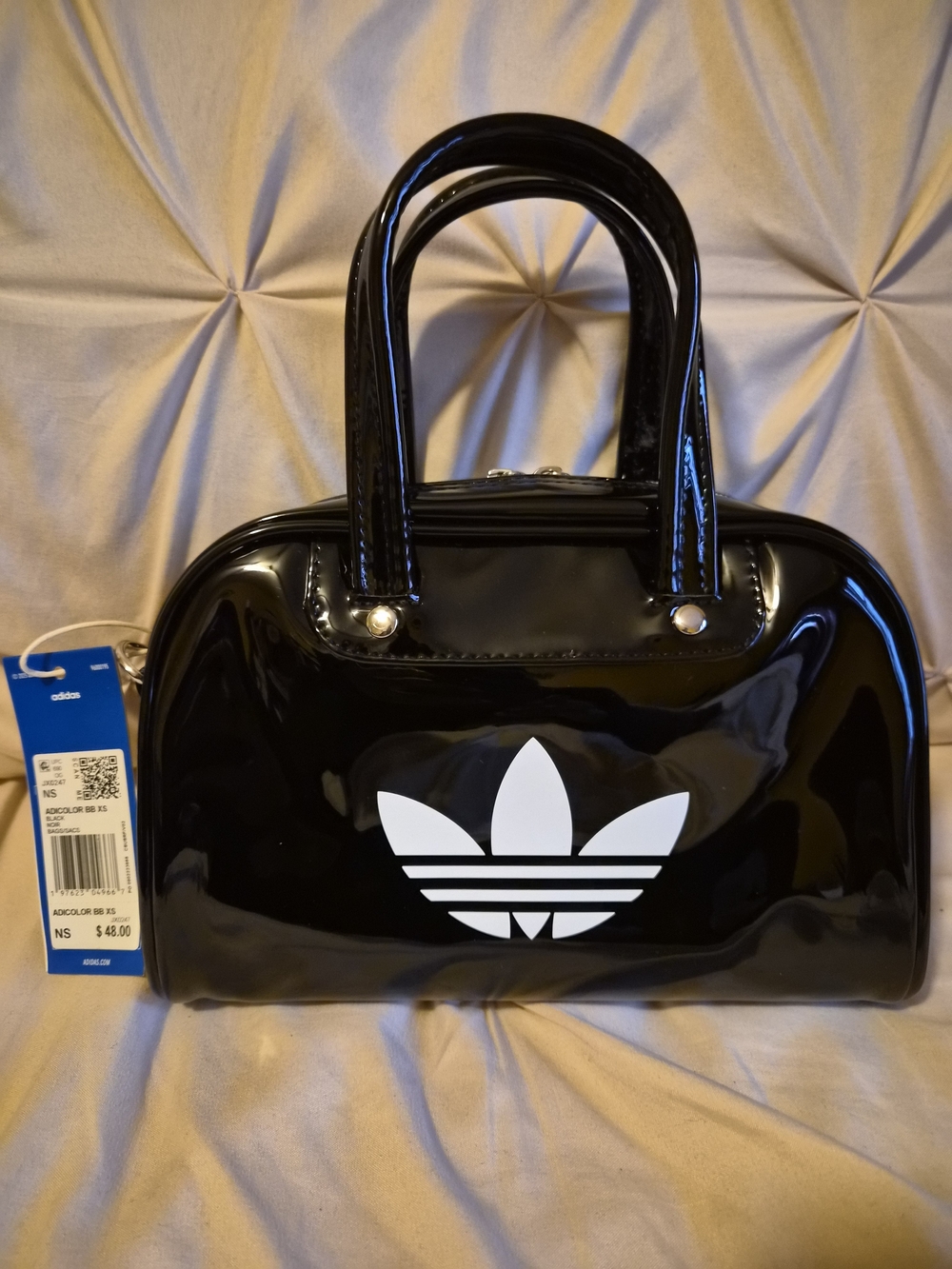 adidas Originals Black Patent Dome Crossbody with White Trefoil